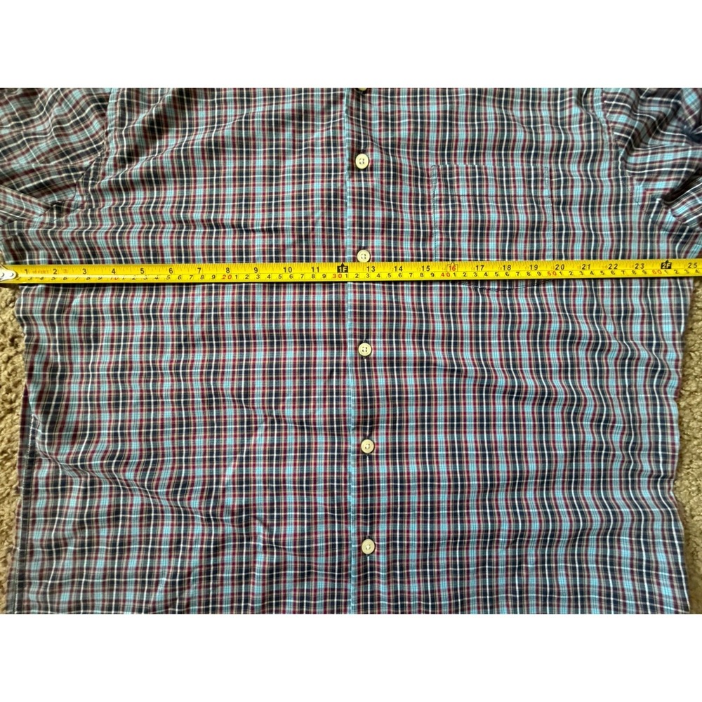 Peter Millar Long Sleeve Button Up Shirt Red Blue Plaid Oak Hill CC Large JBHS - Picture 6 of 10